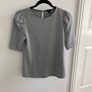 Petite Herringbone Puff Sleeve Top